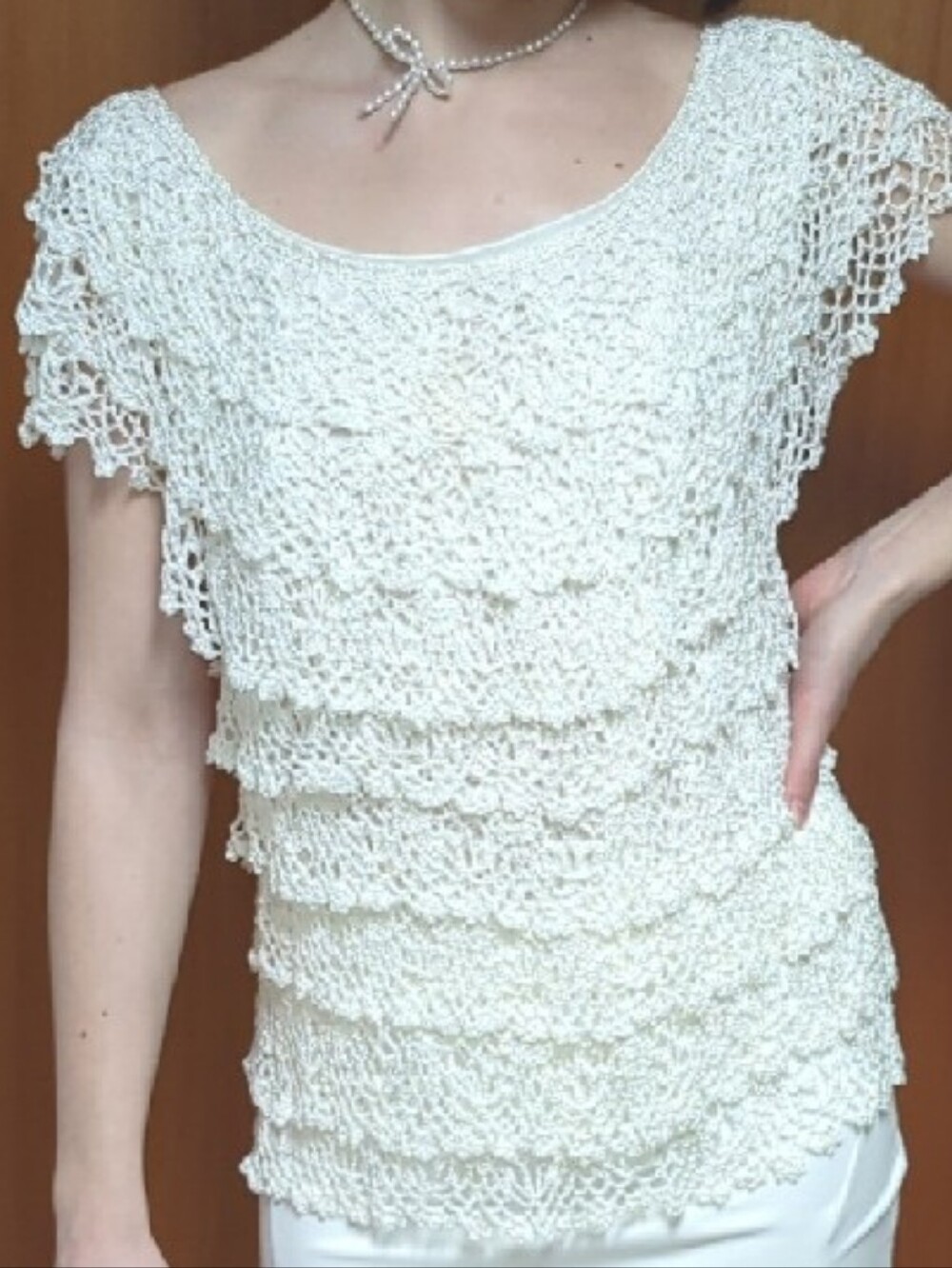 NEW White/Cream Romantic Lace Ruffle Top Women's Size Medium